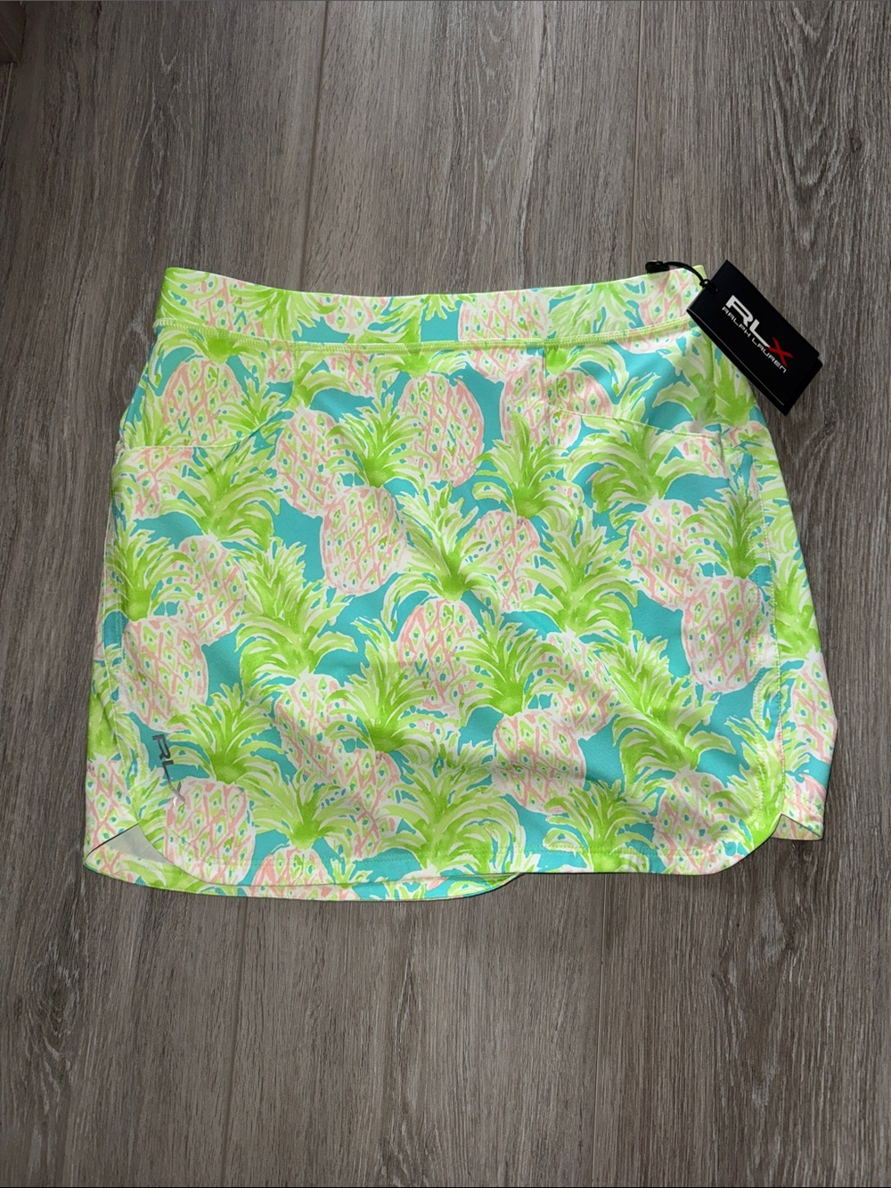 RLX Ralph Lauren Neon Lime Green Pink Pineapple Print Mini Skort